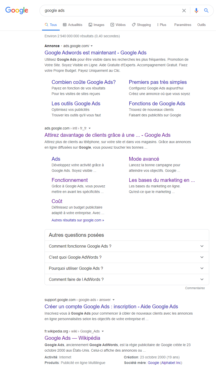 Résultats de recherche pour Google Ads